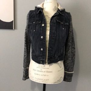 Free People Black/Gray Denim/Knit Jacket